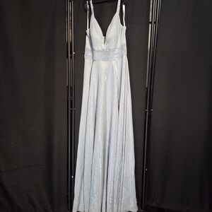 Xtraordinary Sparkling Ice Blue Prom Gown with Slim Straps